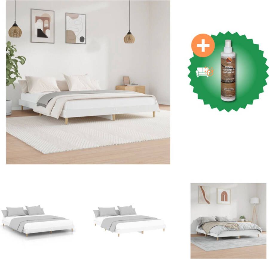 VidaXL Bedframe Duurzaam Bedframe Afmeting- 203 x 183 x 20 cm Kleur- Wit Bed Inclusief Houtreiniger en verfrisser