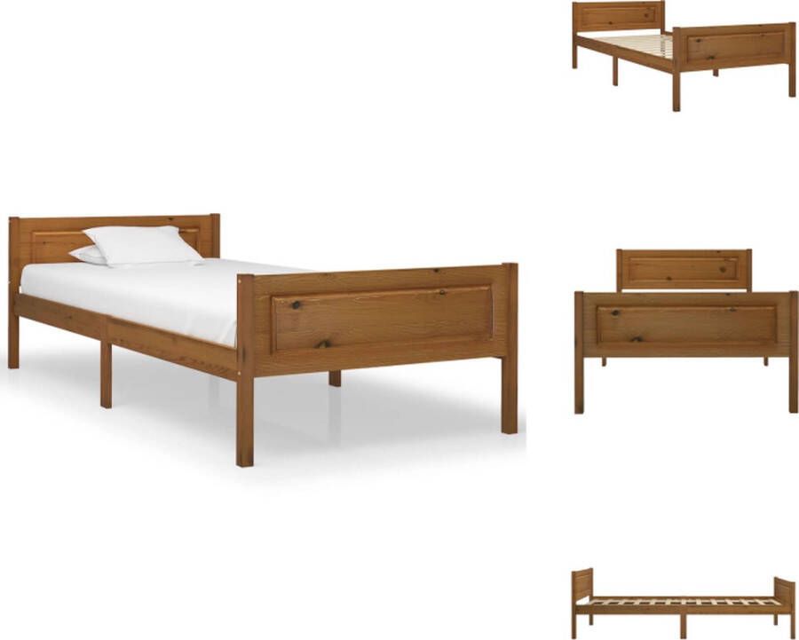 VidaXL Bedframe Hout 206x106x63 cm Massief grenenhout Honingbruin Bed