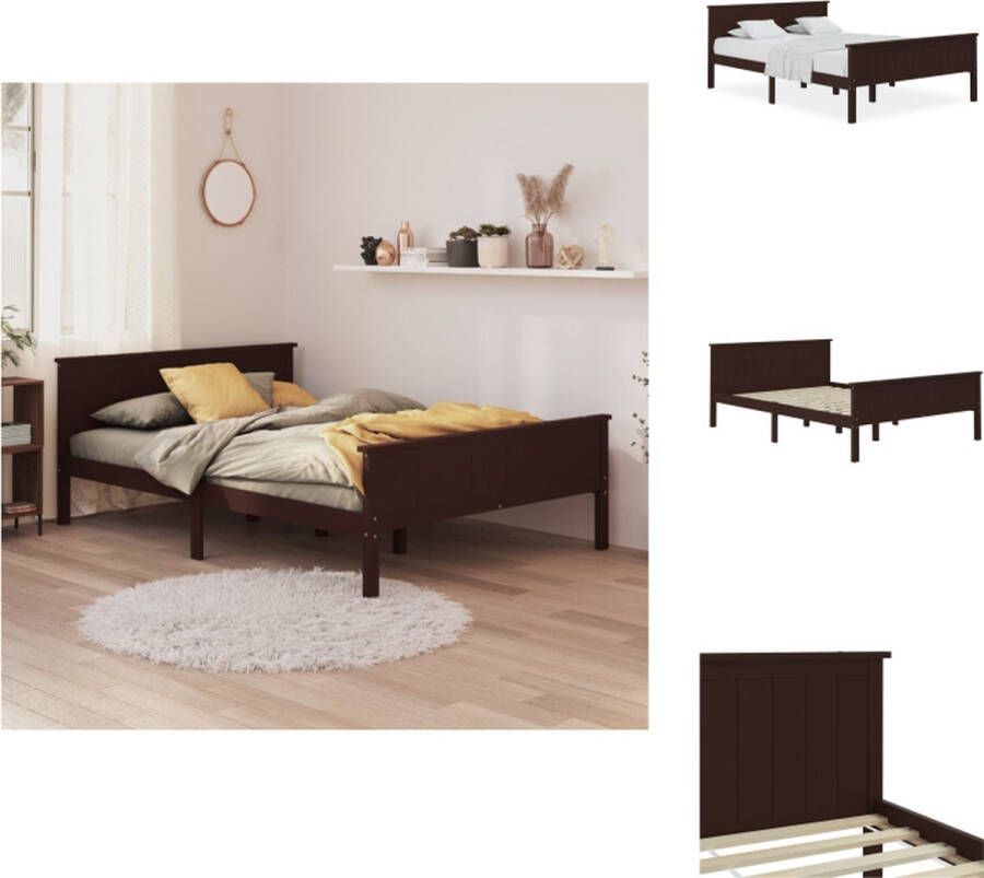 VidaXL Bedframe Hout Donkerbruin 208 x 168 x 77 cm Geschikt voor 160 x 200 cm matras Montage vereist Bed