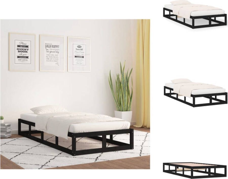 VidaXL Bedframe Hout Eenpersoons 195.5 x 80.5 x 28 cm Zwart Bed