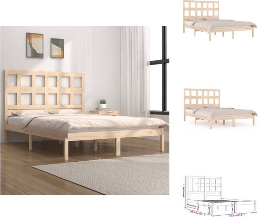 VidaXL Bedframe Hout Grenenhout 140x200 cm Comfortabel Hoofdeinde Bed