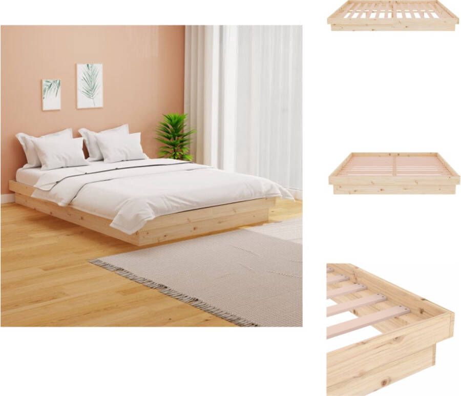 VidaXL Bedframe Hout Grenenhout 194 x 143.5 x 21 cm Rustiek Met lattenbodem Bed