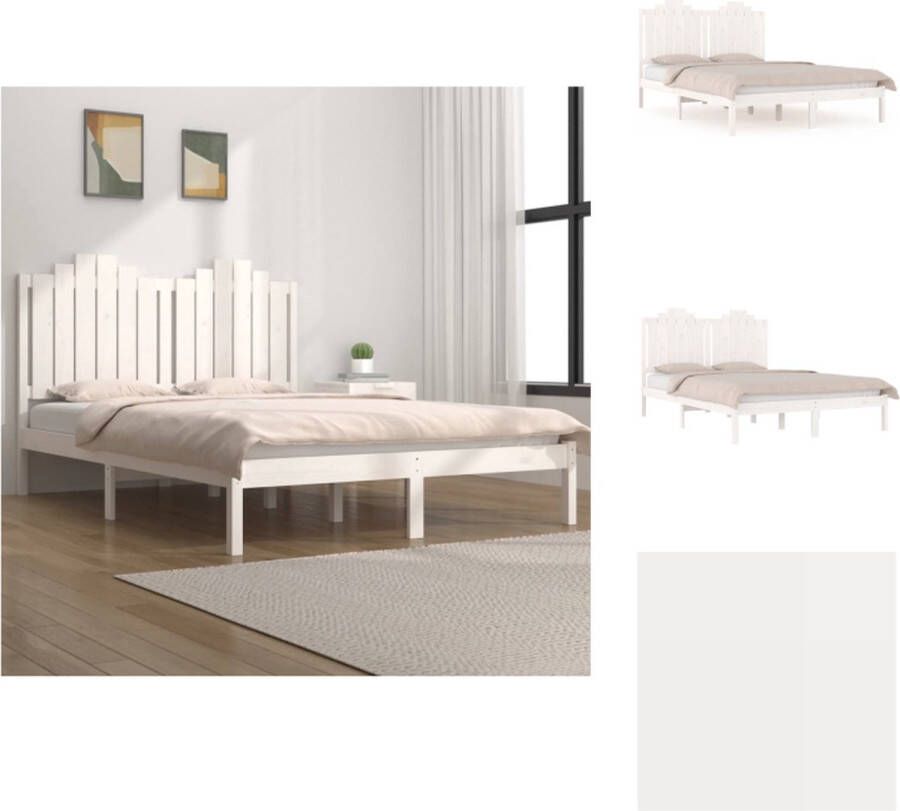 VidaXL Bedframe Hout Wit 195.5 x 125.5 x 110 cm (L x B x H) 120 x 190 cm (4FT Small Double) Massief Grenenhout Bed