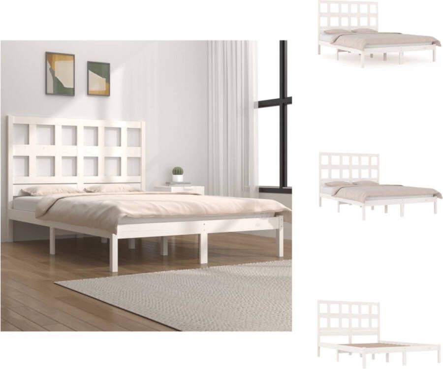 VidaXL Bedframe hout wit 195.5 x 145.5 x 31 cm geschikt voor 140 x 190 cm matras Bed