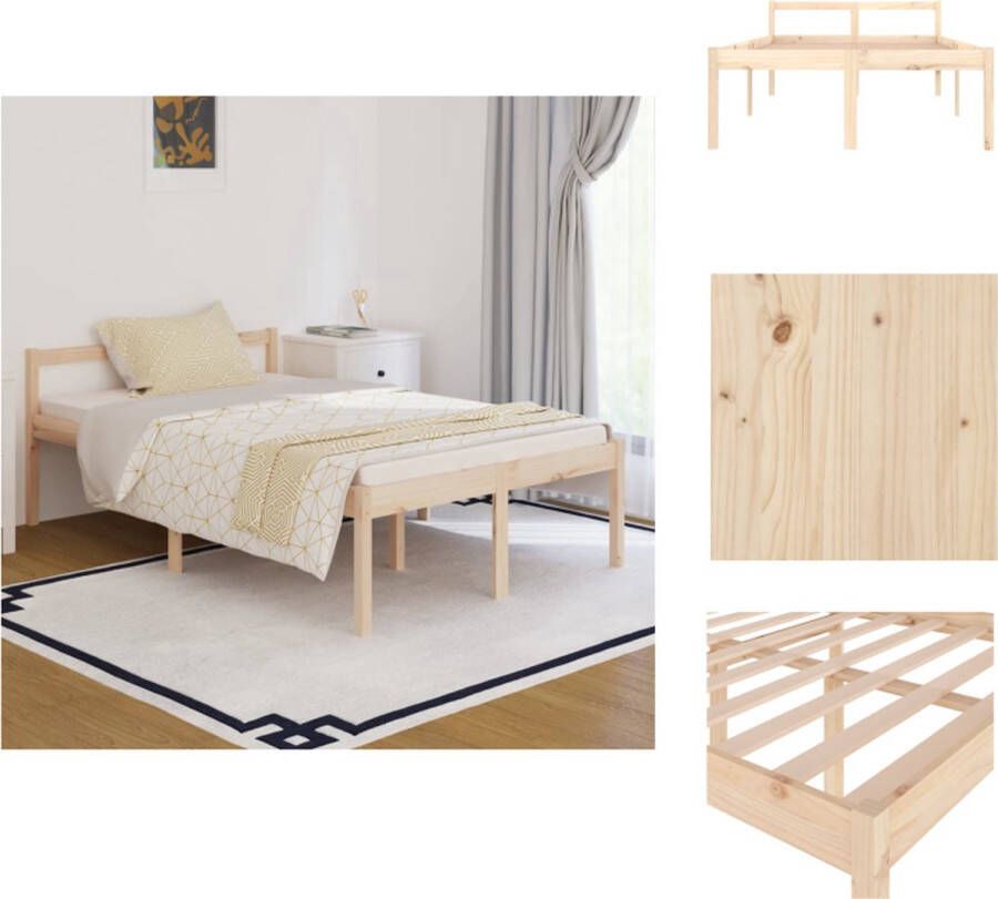 VidaXL Bedframe Bedframes Seniorenbed Bed Seniorenbed massief grenenhout wit 120x190 cm - Foto 2