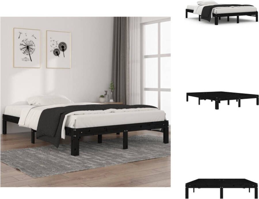 VidaXL Bedframe Houten 140 x 200 cm Zwart Bed