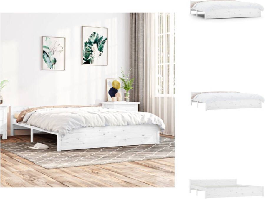 VidaXL Houten Bedframe Super King Wit Massief grenenhout 203.5 x 183.5 x 30 cm Stabiele lattenbodem Bed - Foto 15