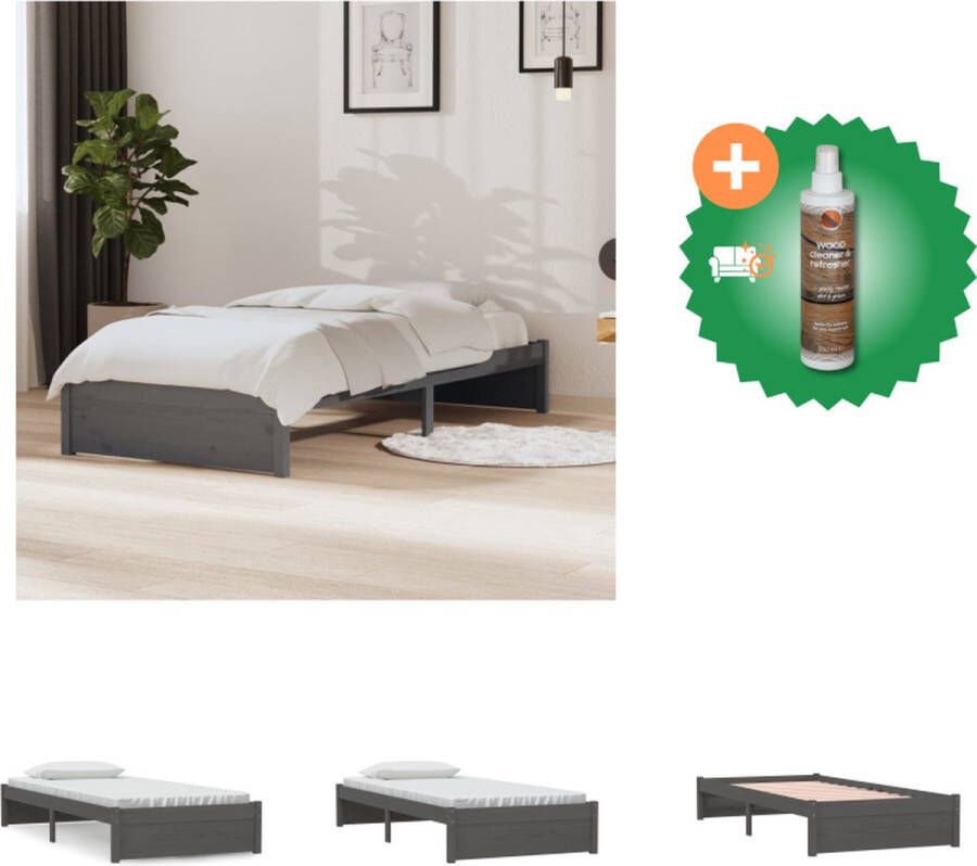 VidaXL Houten Bedframe Eenpersoonsbed 195.5 x 95.5 x 69.5 cm Massief Grenenhout Bed Inclusief Houtreiniger en verfrisser