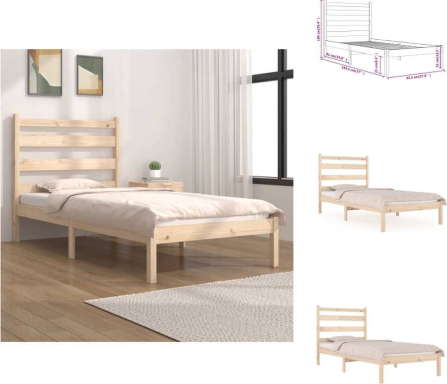 VidaXL Bedframe Massief Grenenhout 195.5 x 95.5 x 31 cm Hoofdeinde Montage vereist Bed - Foto 4