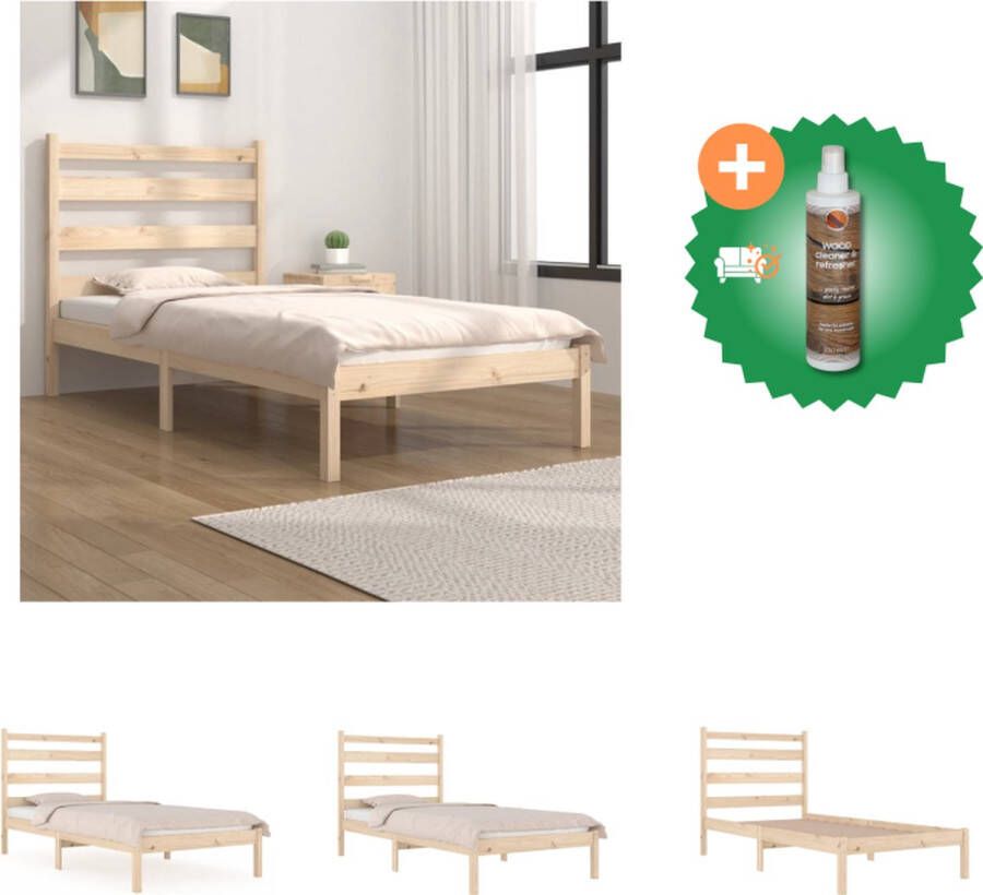 VidaXL Houten Bedframe 195.5 x 95.5 x 69.5 cm Massief grenenhout Geschikt voor matras van 90x190 cm Montage vereist Bed Inclusief Houtreiniger en verfrisser - Foto 6