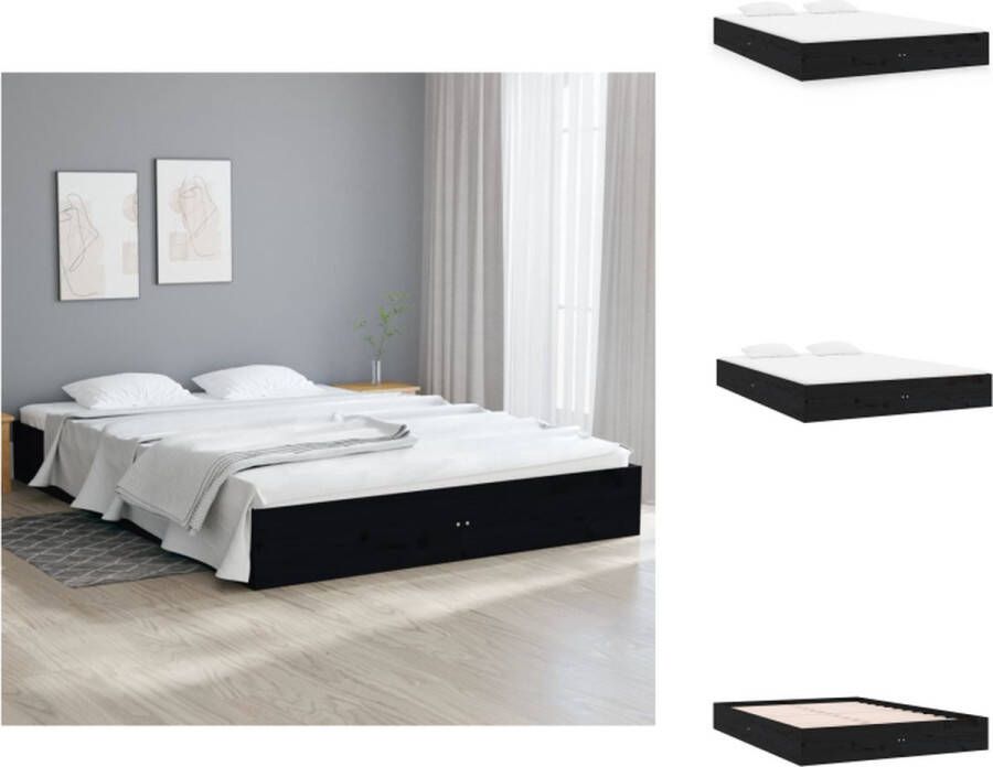VidaXL Bedframe Houten 203 x 202.5 x 23 cm Zwart Bed