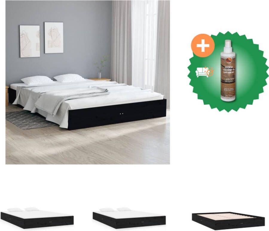 VidaXL Bedframe Houten 203x122.5x23 cm Grenenhout Zwart Bed Inclusief Houtreiniger en verfrisser