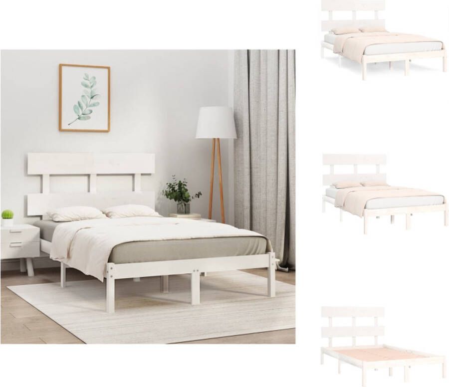 VidaXL Bedframe Bedframes Tweepersoonsbed Bed Bedframe massief hout wit 120x200 cm - Foto 2