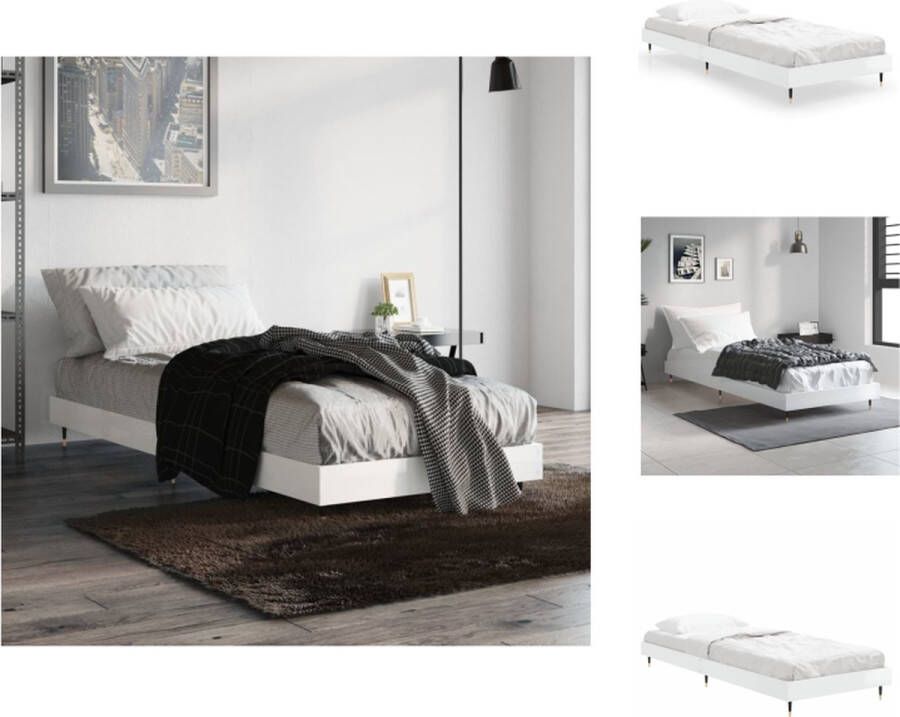 VidaXL Bedframe Houten Bed 193 x 78 x 20 cm Hoogglans Wit Bed