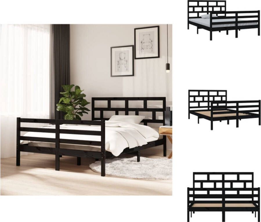 VidaXL Bedframe Houten Bedframe 140 x 200 cm Zwart Bed