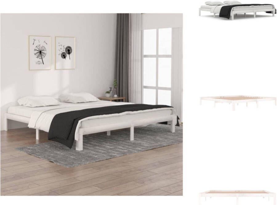VidaXL Bedframe Houten bedframe 203.5 x 203.5 x 30 cm Wit Bed
