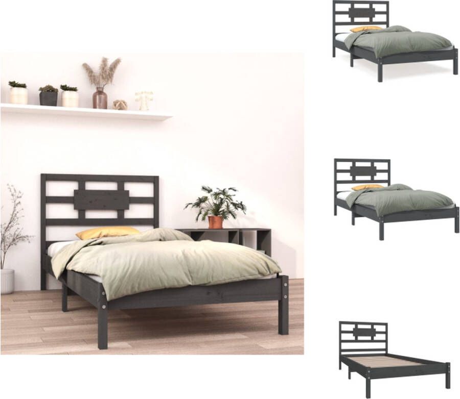 VidaXL Bedframe Houten Bedframe 205.5 x 105.5 x 100 cm Grijs Bed