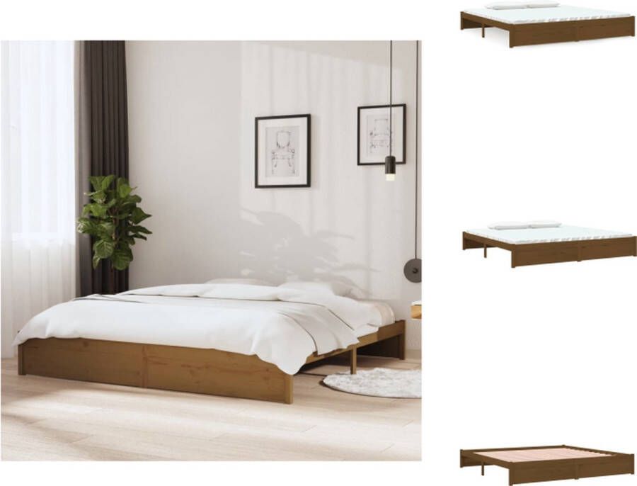 VidaXL Bedframe Houten Bedframe 205.5 x 205.5 x 31 cm Honingbruin Massief Grenenhout Bed