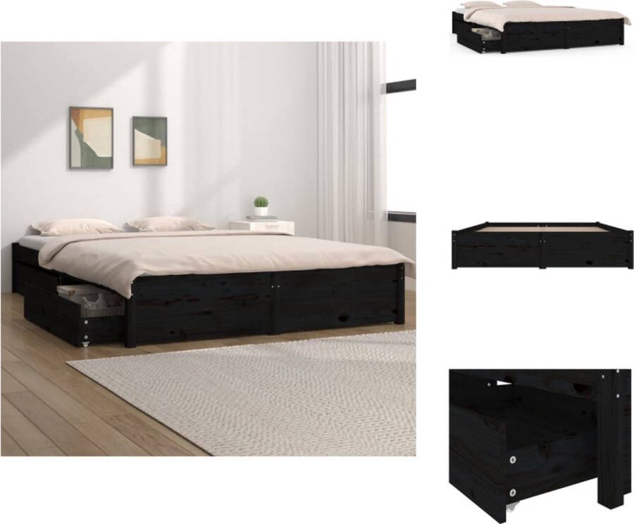 VidaXL Bedframe Bedframes Tweepersoonsbed Bed Bedframe met lades zwart 120x190 cm 4FT Small Double