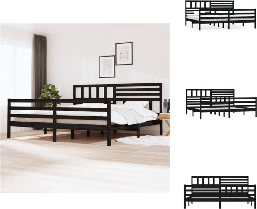 VidaXL Bedframe Houten bedframe Zwart 205.5 x 206 x 100 cm Geschikt voor 200 x 200 cm matras Bed