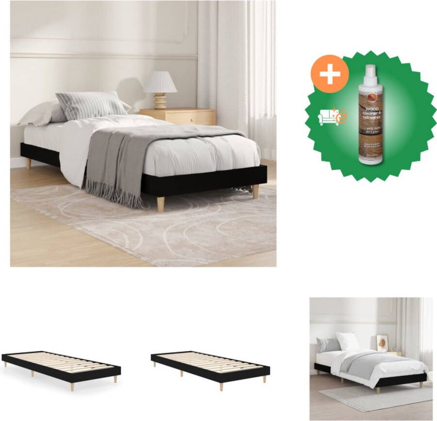 VidaXL Bedframe Zwart 193 x 78 x 20 cm Hoge Kwaliteit Hout Metalen Poten Multiplex Lattenbodem Bed Inclusief Houtreiniger en verfrisser - Foto 2