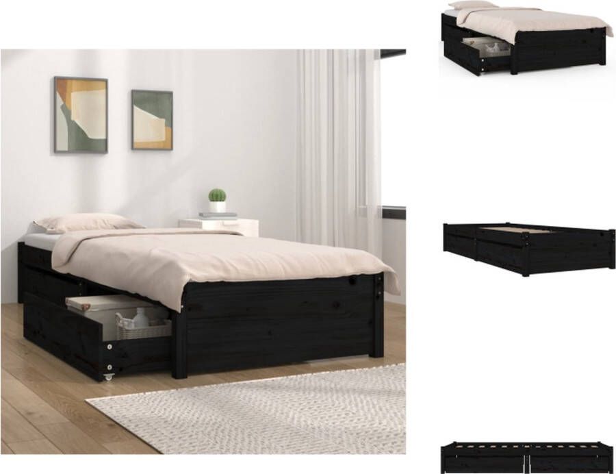 VidaXL Bedframe Houten Bedmeubilair 195.5 x 95.5 x 31 cm Kleur Zwart Bed