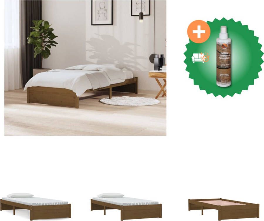 VidaXL Houten Bedframe Eenpersoons 90 x 200 cm Honingbruin Bed Inclusief Houtreiniger en verfrisser - Foto 2