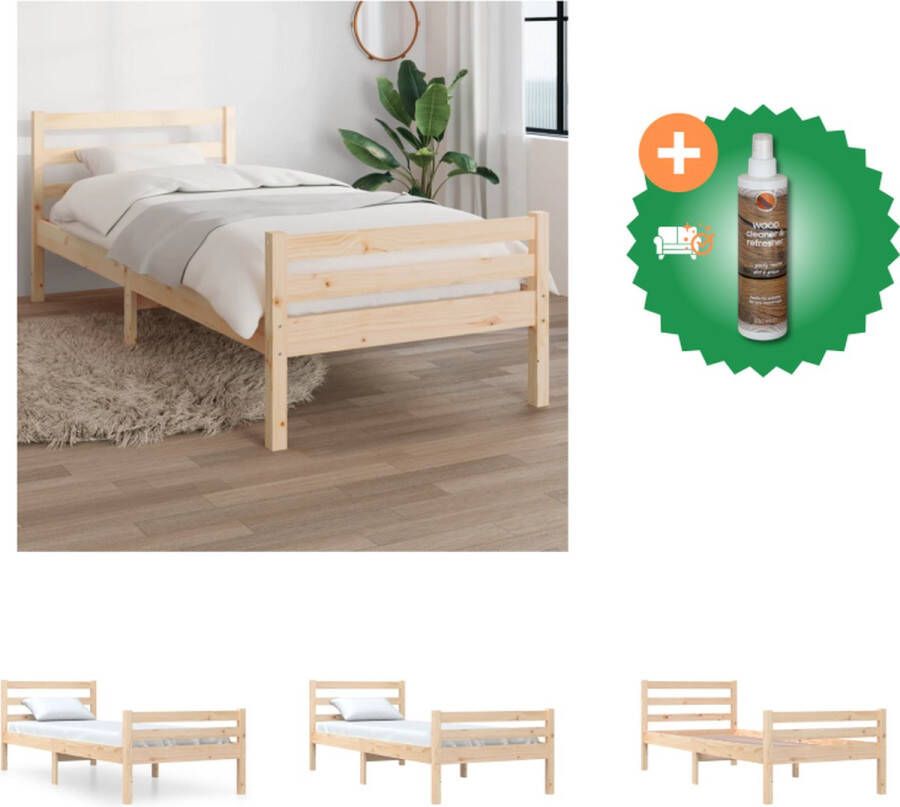 VidaXL Houten Bedframe Grenenhout Eenpersoons 195.5 x 81 x 104 cm Stabiel en Stijlvol Geschikt voor 75 x 190 cm Matras Montage vereist Inclusief Hoofdeind en Voeteneind Bed Inclusief Houtreiniger en verfrisser - Foto 5