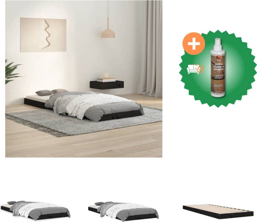 VidaXL bedframe Grenenhout Zwarte 195.5 x 80.5 x 100 cm 75 x 190 cm (2FT6) Matras niet inbegrepen Bed Inclusief Houtreiniger en verfrisser - Foto 7