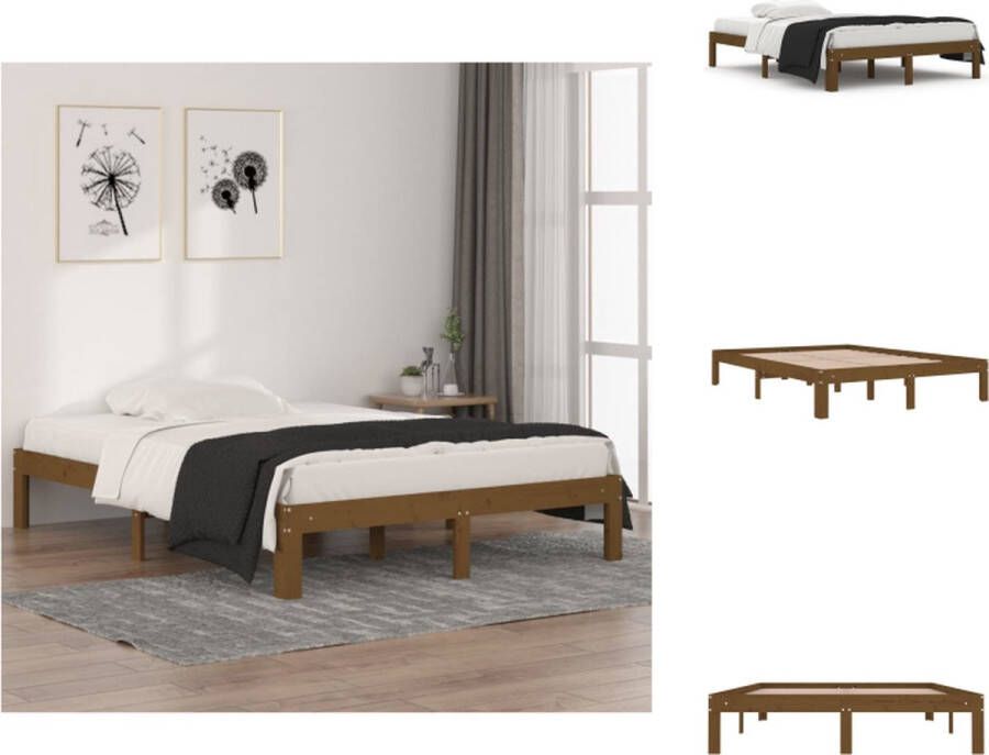 VidaXL Bedframe Houten Honingbruin 193.5 x 138.5 x 30 cm geschikt voor 135 x 190 cm matras Bed