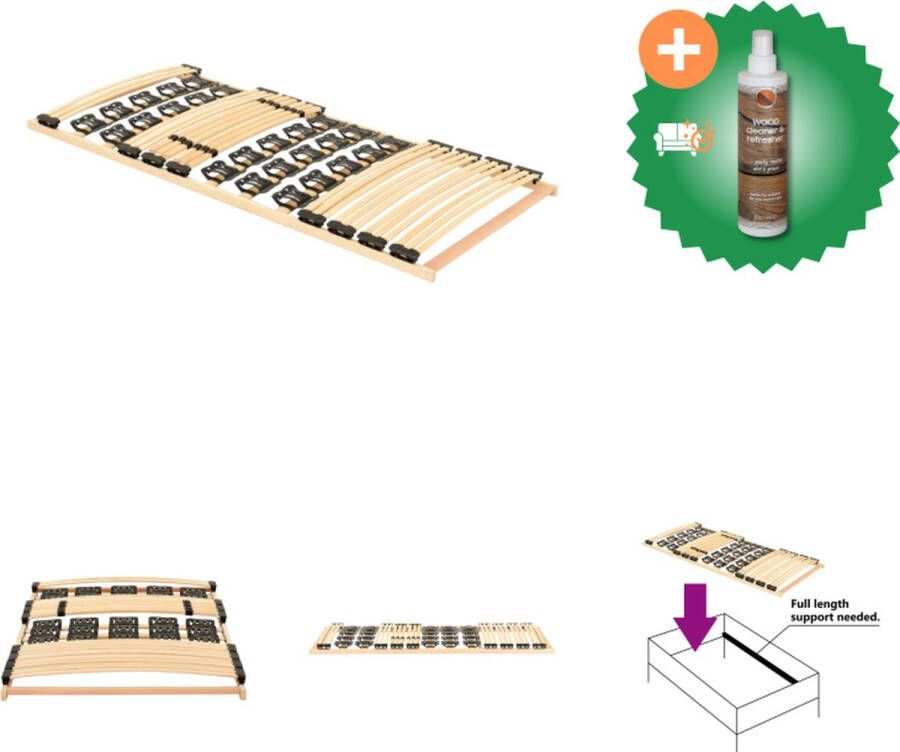 VidaXL Bedframe Houten lattenbodem Robuust en comfortabel 195 x 80 x 8 cm Bed Inclusief Houtreiniger en verfrisser