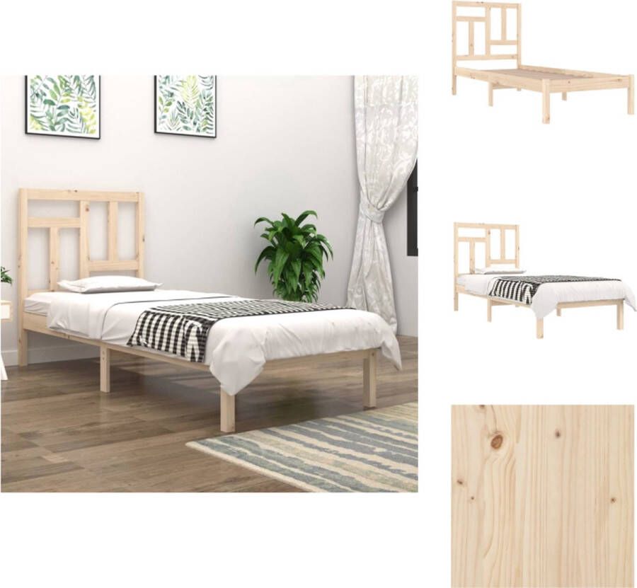 VidaXL Bedframe Houten massief Grenen 195.5 x 95.5 x 31 cm Comfortabel hoofdeinde Montage vereist Bed - Foto 2