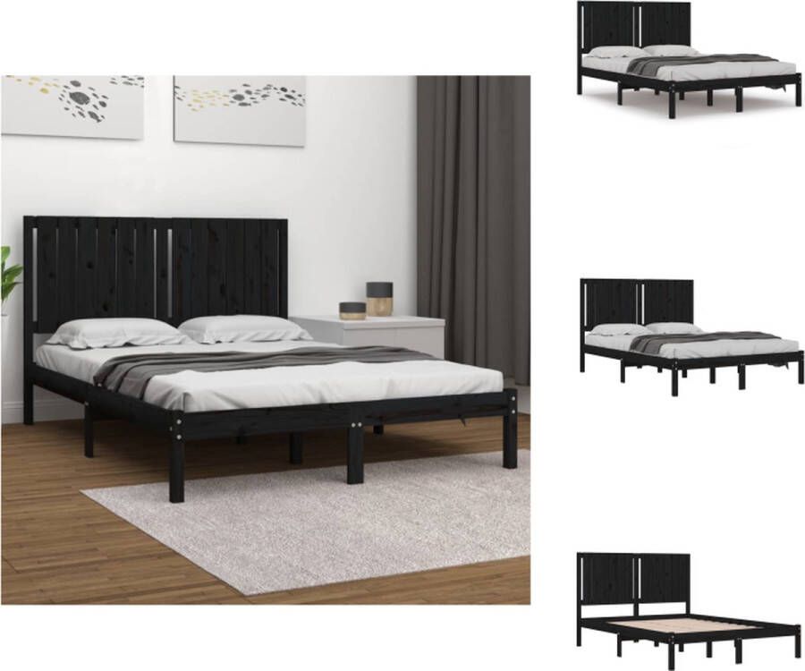VidaXL Bedframe Houten Zwart 195.5 x 145.5 x 31 cm Geschikt voor 140 x 190 cm matras Montage vereist Bed