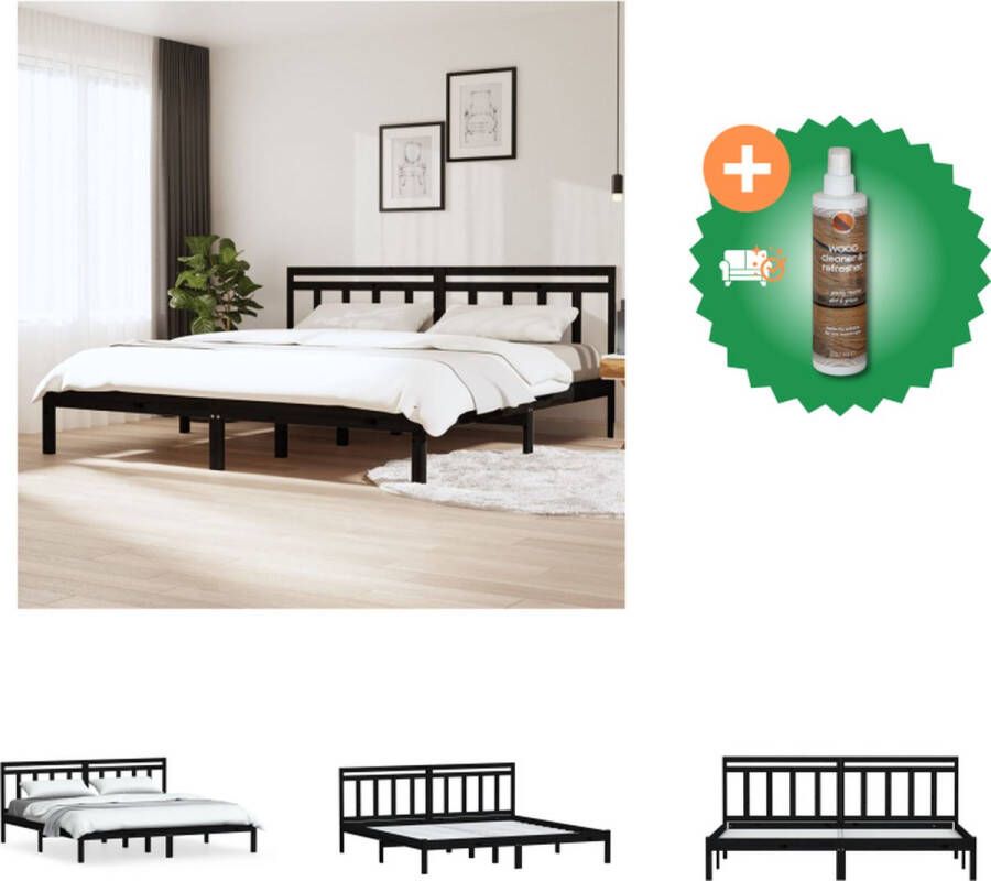 VidaXL Bedframe Houten Zwart 205.5 x 186 x 100 cm Geschikt voor matras 180 x 200 Bed Inclusief Houtreiniger en verfrisser