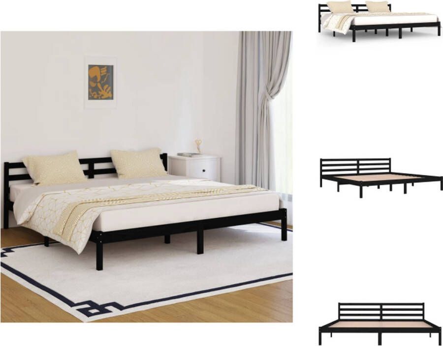 VidaXL Bedframe Houten Zwart 205.5 x 205.5 x 69.5 cm Massief grenenhout Bed