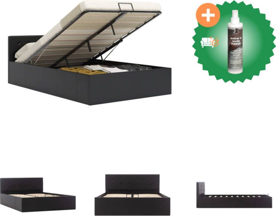 VidaXL Bedframe Hydraulisch Kunstleren bekleding Zwart 120 x 200 cm Bed Inclusief Reiniger