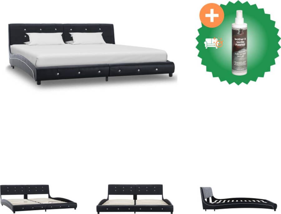 VidaXL Bedframe Ironwood Queen Size Zwart 180x200 cm Stabiel en duurzaam Bed Inclusief Reiniger