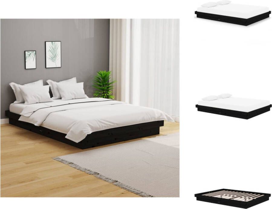 VidaXL Bedframe King Size 150x200 cm Grenenhout Zwart Bed