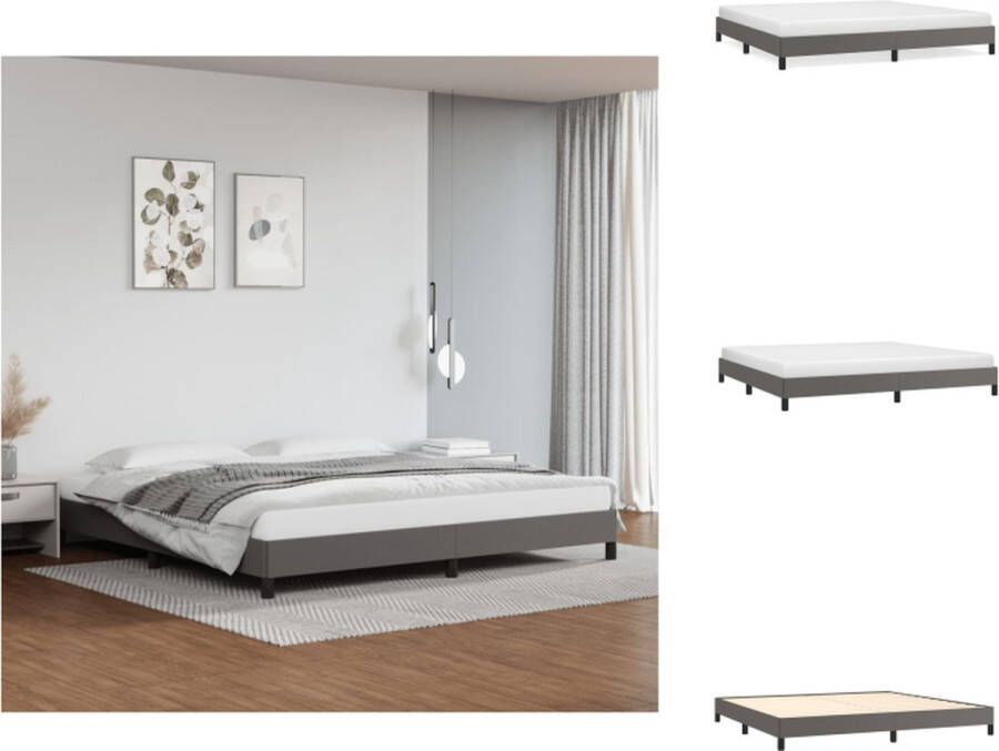 VidaXL Bedframe Kingsize Grijs Kunstleer Multiplex Lattenbodem 203x203x25cm Bed