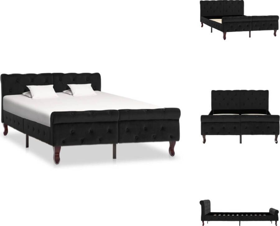 VidaXL Bedframe Klassiek 226 x 126.5 x 74 cm Zwart fluweel Geen matras inbegrepen Bed