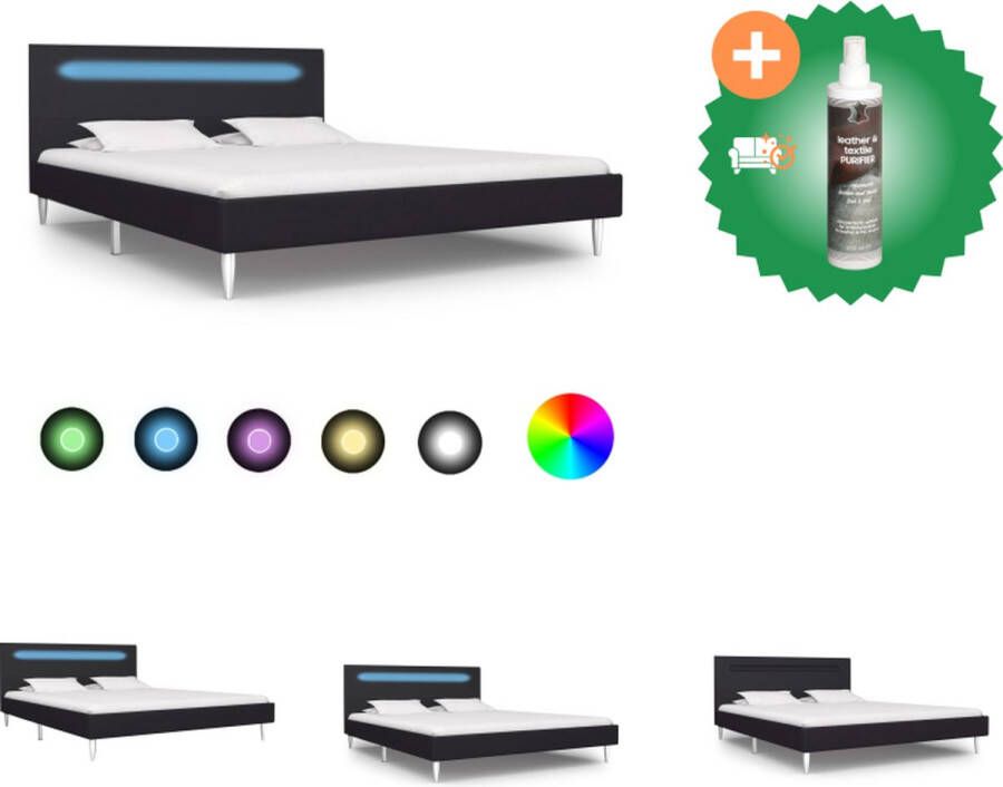 VidaXL Bedframe Klassiek Bed Afmeting- 140 x 200 cm Met LED-strip Bed Inclusief Reiniger