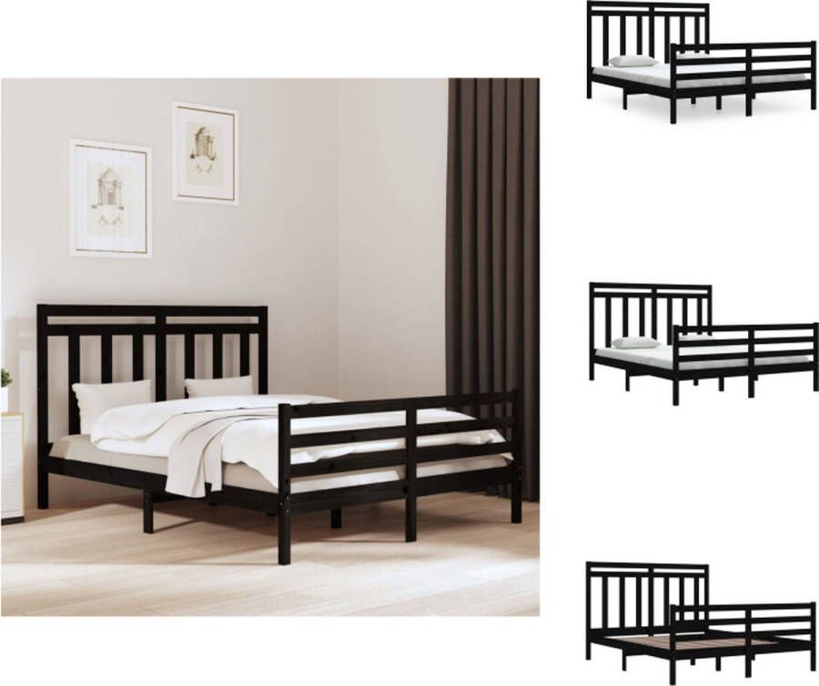 VidaXL Bedframe Klassiek Bedden Afmeting- 160 x 200 cm Kleur- Zwart Materiaal- Grenenhout Ken- Comfortabel Bed