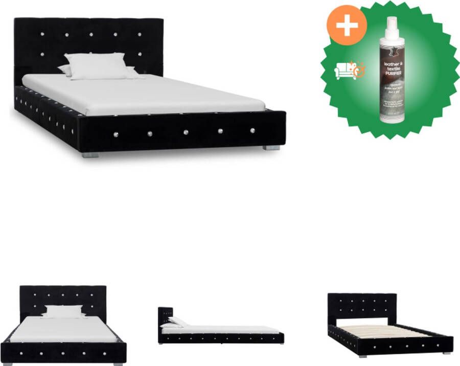 VidaXL Bedframe Klassiek Bedframe 214.5 x 104 x 64 cm Zwart Gepoedercoat ijzeren frame Bed Inclusief Reiniger