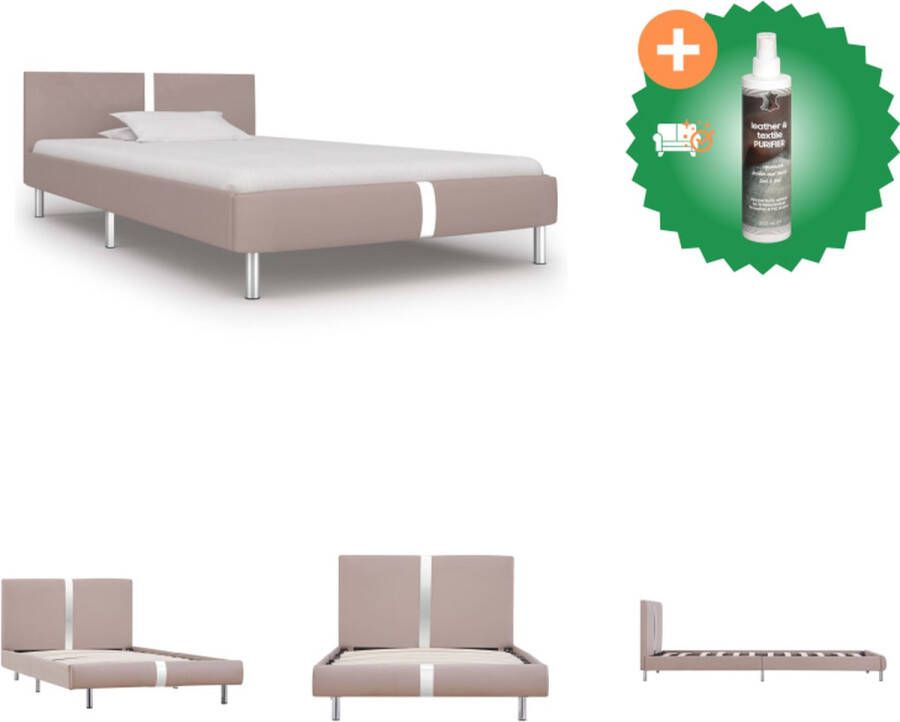 VidaXL Bedframe Klassiek design Gepoedercoat ijzer en MDF 211 x 95 x 70 cm Geschikt voor matras van 90 x 200 cm Cappuccino kleur Bed Inclusief Reiniger