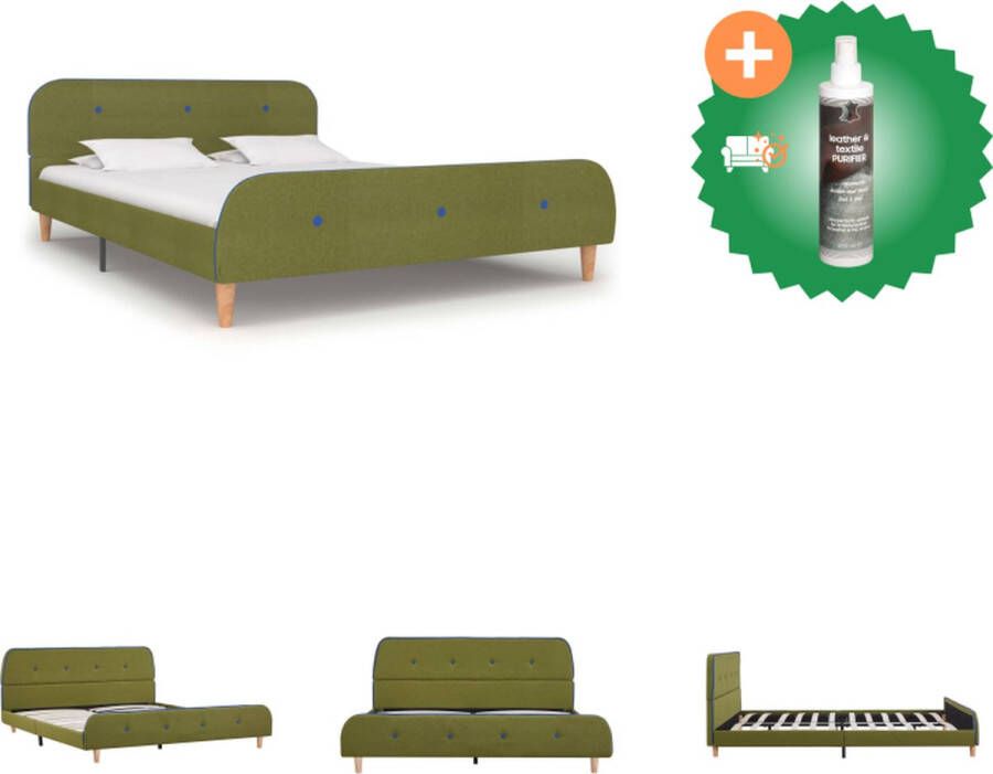 VidaXL Bedframe Klassiek design Hout en ijzer Groen 208 x 146 x 81 cm Bed Inclusief Reiniger - Foto 2