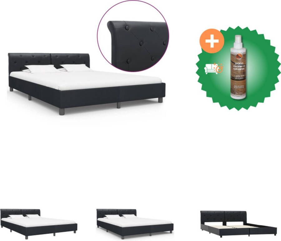 VidaXL Bedframe Klassiek design Hout en MDF 160 x 200 cm Zwart Bed Inclusief Houtreiniger en verfrisser
