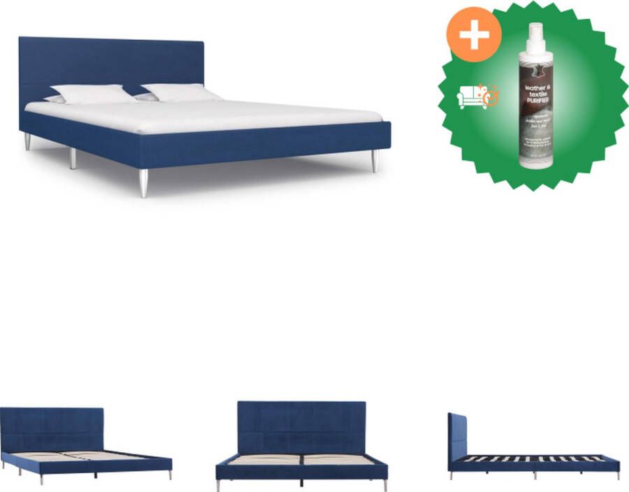 VidaXL Bedframe Klassiek Design Hout IJzer 160x200cm Blauw Bed Inclusief Reiniger