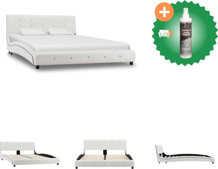 VidaXL Bedframe Klassiek design IJzer en hout 140 x 200 cm Wit Bed Inclusief Reiniger