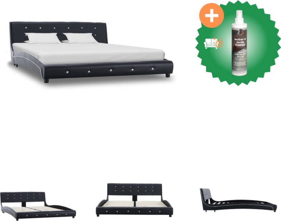 VidaXL Bedframe Klassiek design Ijzer en hout 160x200 cm Zwart Bed Inclusief Reiniger - Foto 2