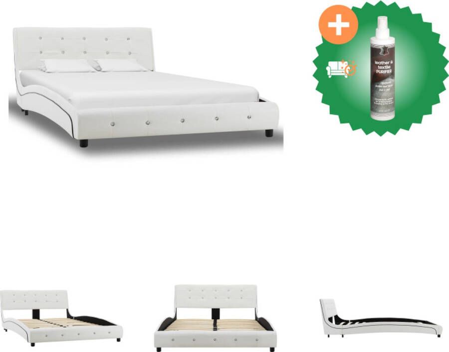VidaXL Bedframe Klassiek design Ijzer en hout Wit 223 x 125 x 69.5 cm Bed Inclusief Reiniger